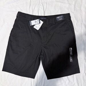 Tommy Hilfiger Black Flat Front Shorts 9”